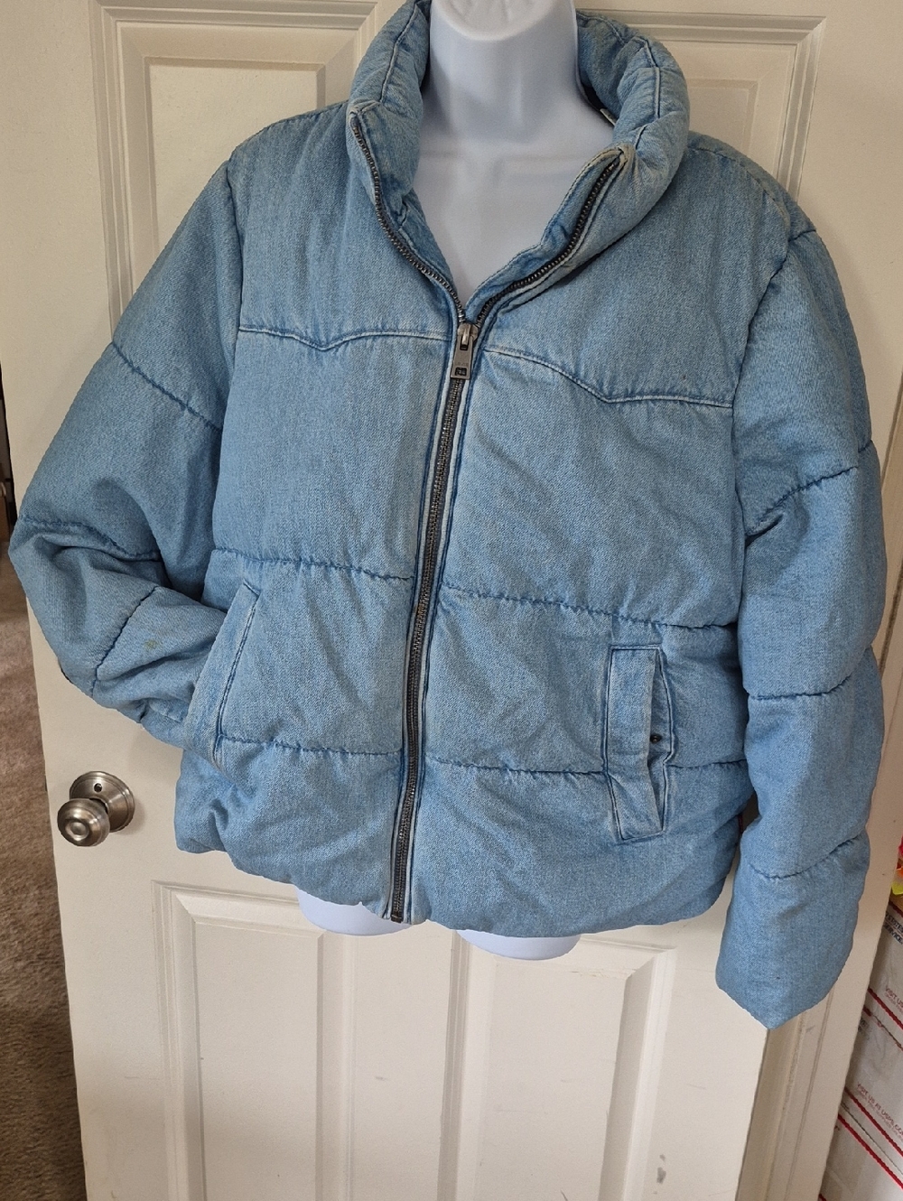 Levi's Light Blue Denim-Look Puffer Jacket